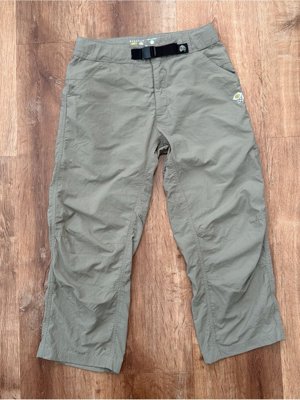 Mountain Hardwear Canyon Hiking Pants Mens Small Nylon Belted Tan Beige Outdoor